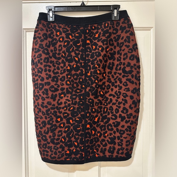 ALC Ellwood brown leopard print wool blend stretch knit skirt - Picture 5 of 10